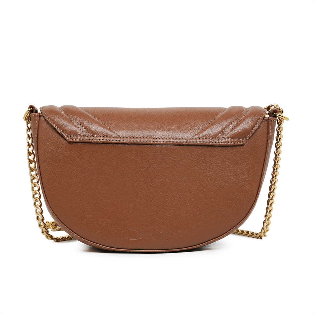 Bolsa Íris Mini Bag Meia Lua Couro Camel