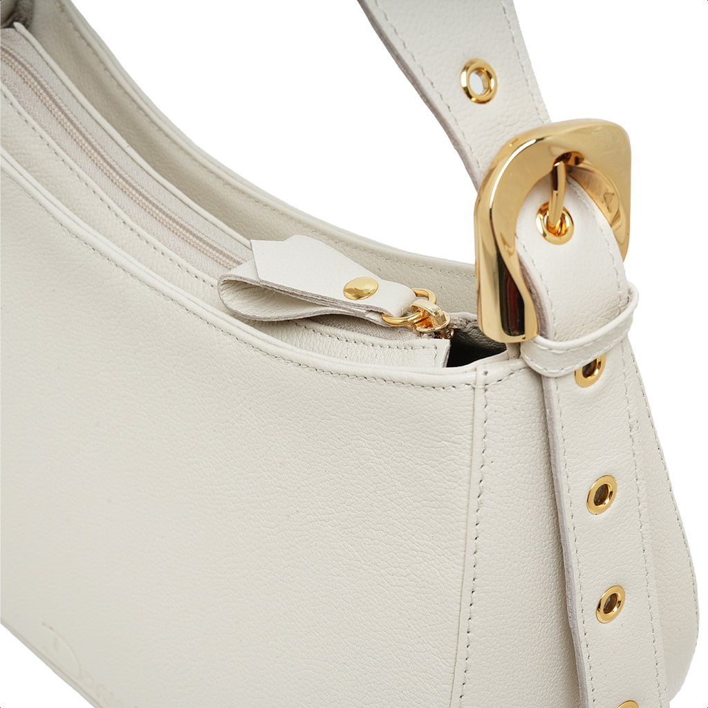 Bolsa Magnólia Hand Bag Couro Off White