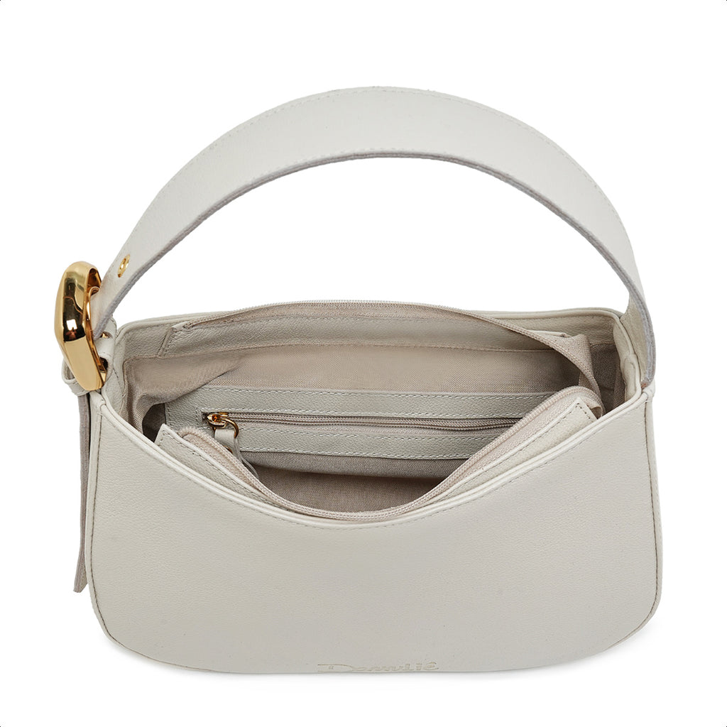 Bolsa Magnólia Hand Bag Couro Off White