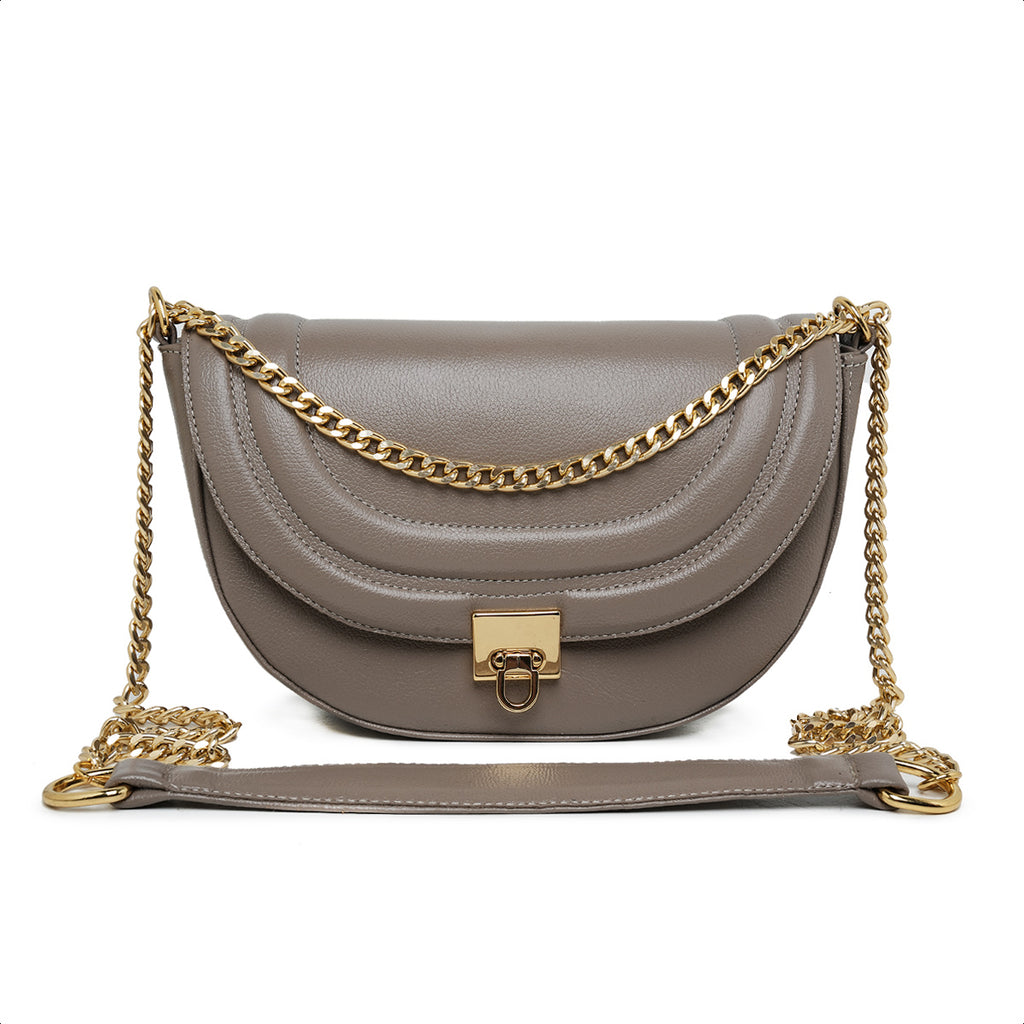 Bolsa Íris Mini Bag Meia Lua Couro Fendi