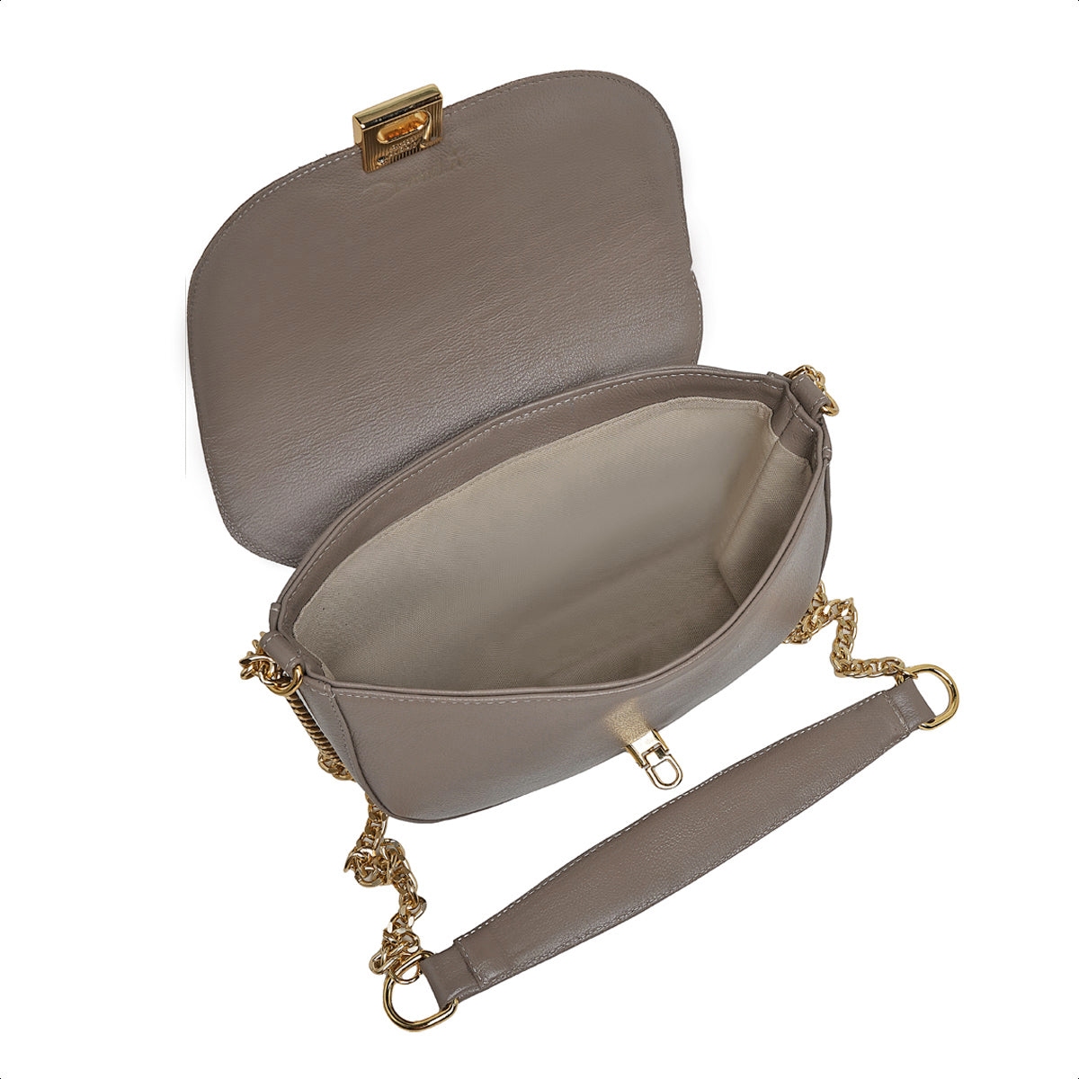 Bolsa Íris Mini Bag Meia Lua Couro Fendi