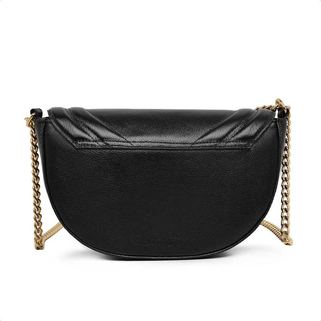Bolsa Íris Mini Bag Meia Lua Couro Preto